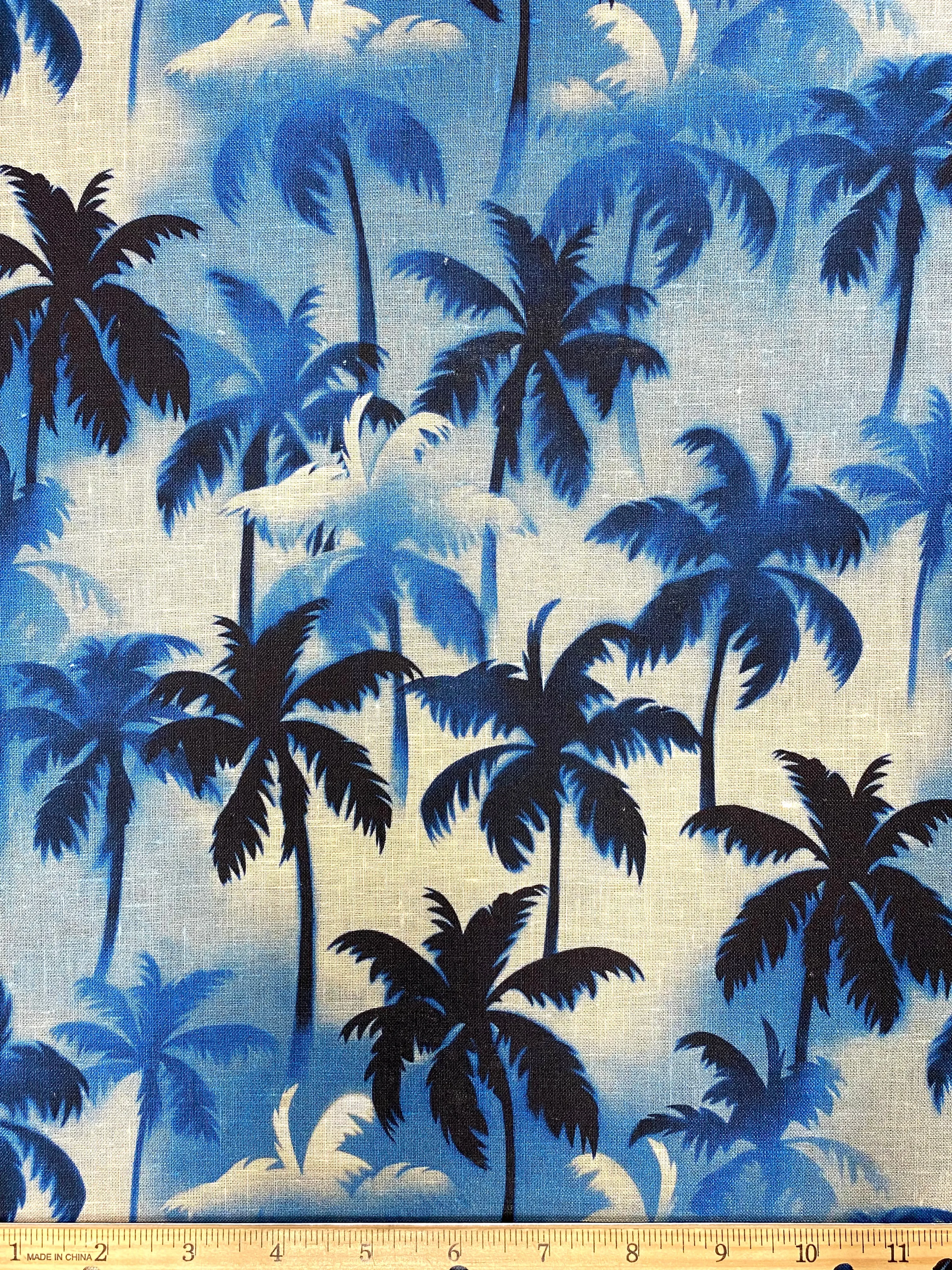 LI-7715W PALM TREE PRINT LINEN. ITALY