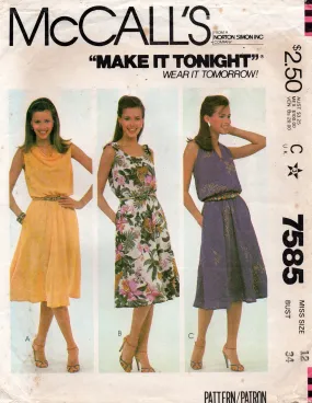 McCall's 7585 Womens Sundress in 3 Styles 1980s Vintage Sewing Pattern Size 12 Bust 34 inches