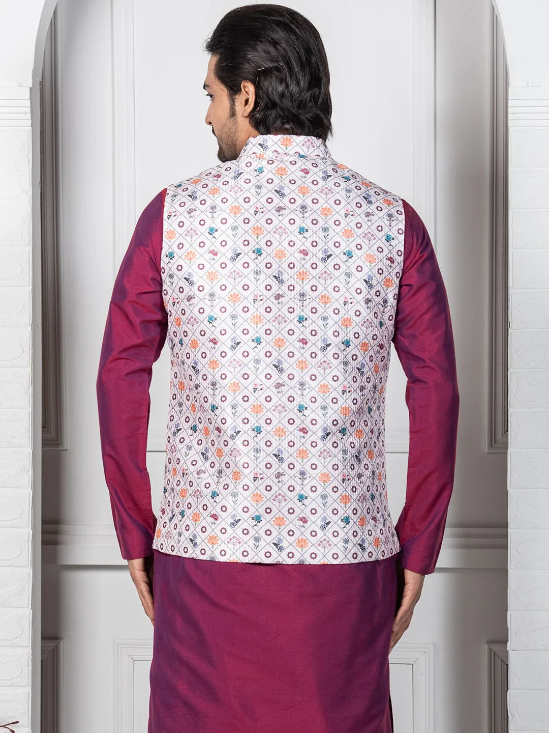 Men White Nehru Jacket (Set of 1)