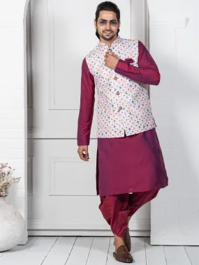 Men White Nehru Jacket (Set of 1)