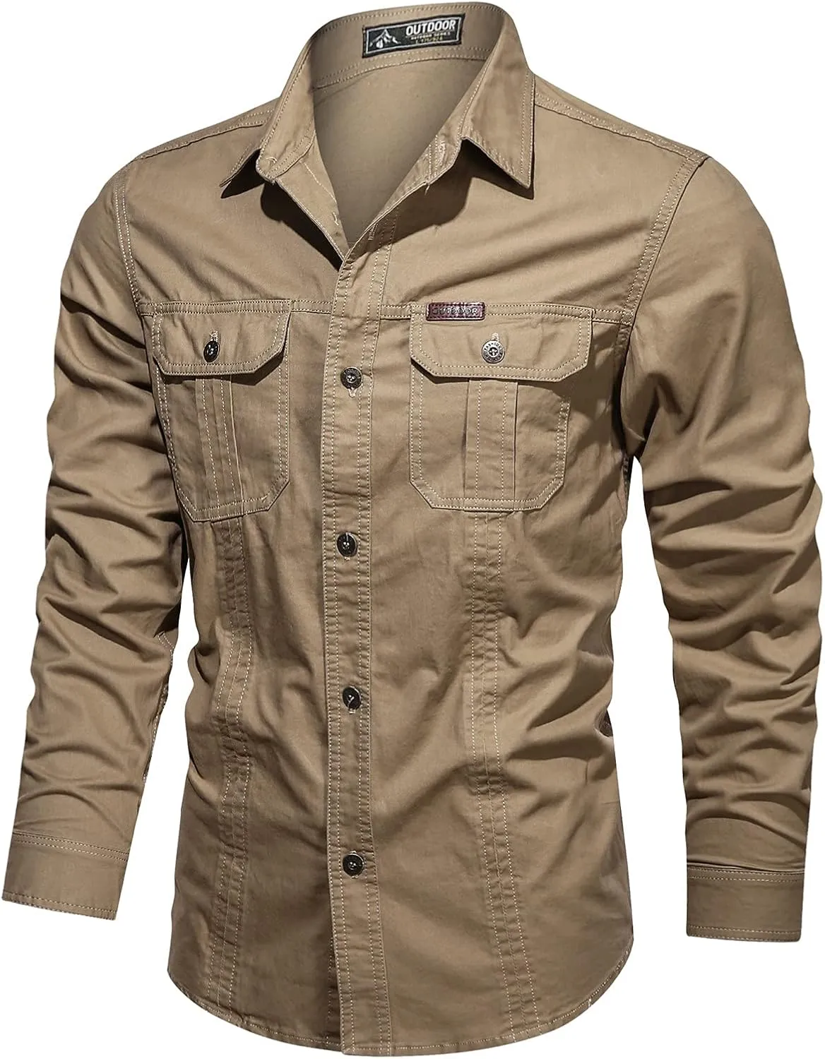 Mens Button Up Shirts Long Sleeve Cotton Summer Button-Down Casual T-Shirts Construction Big and Tall Dry Fit Shirt