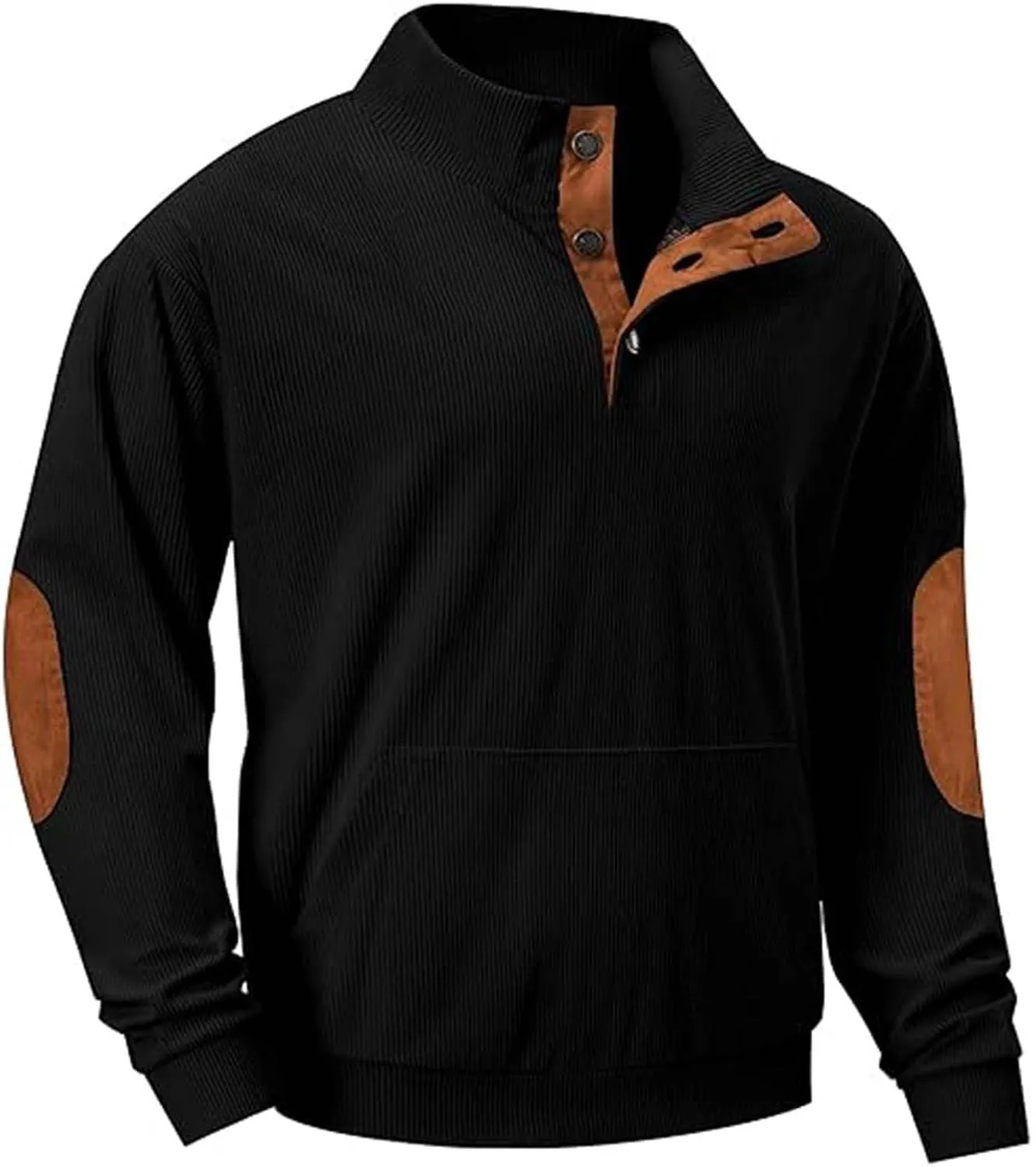 Mens Quarter Button Sweatshirt Independence Day Casual Fashion Soft And Comfortable Vintage Stand Collar Long Sleeve
