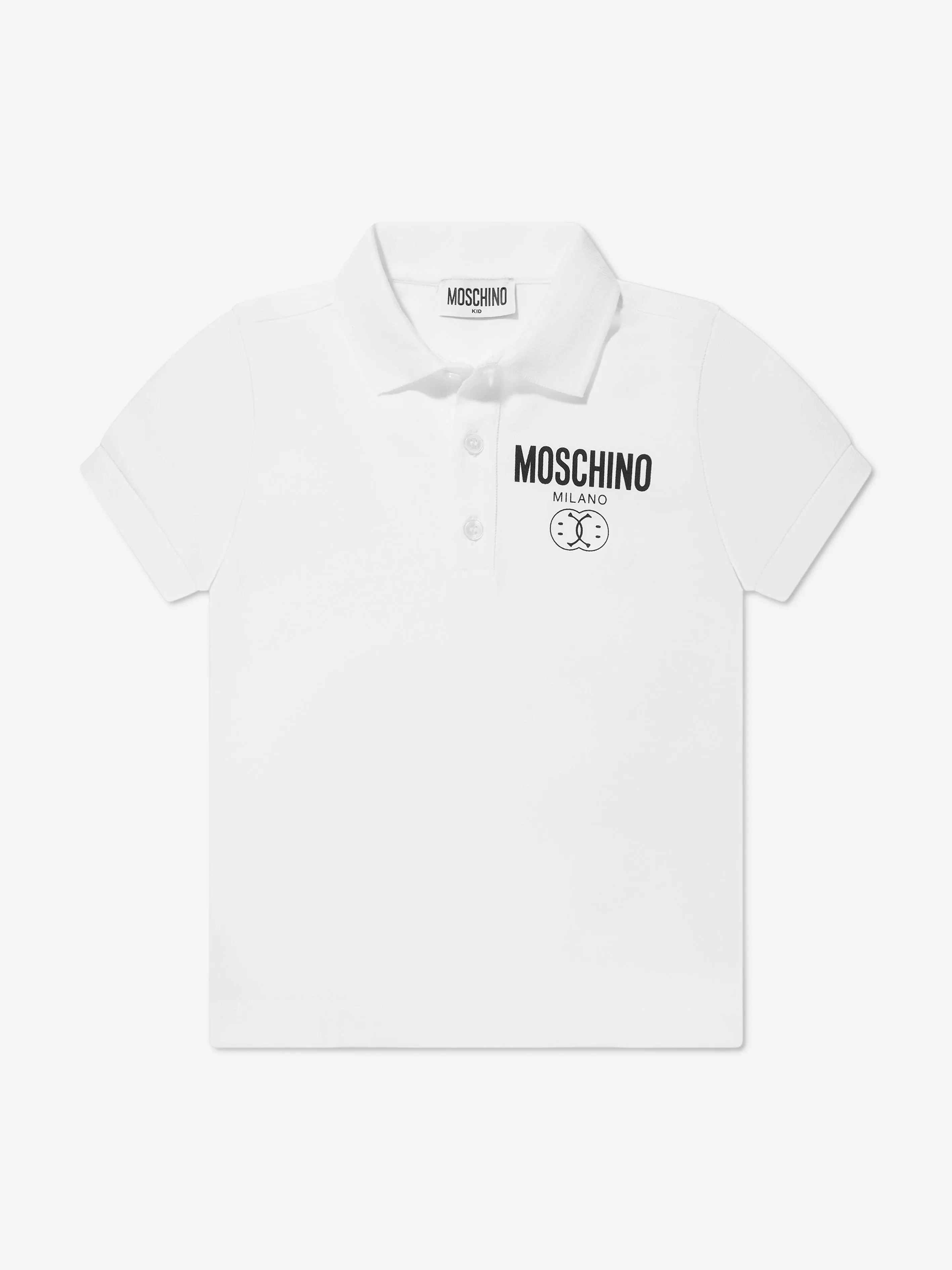 Moschino Boys Milano Logo Polo Shirt in White