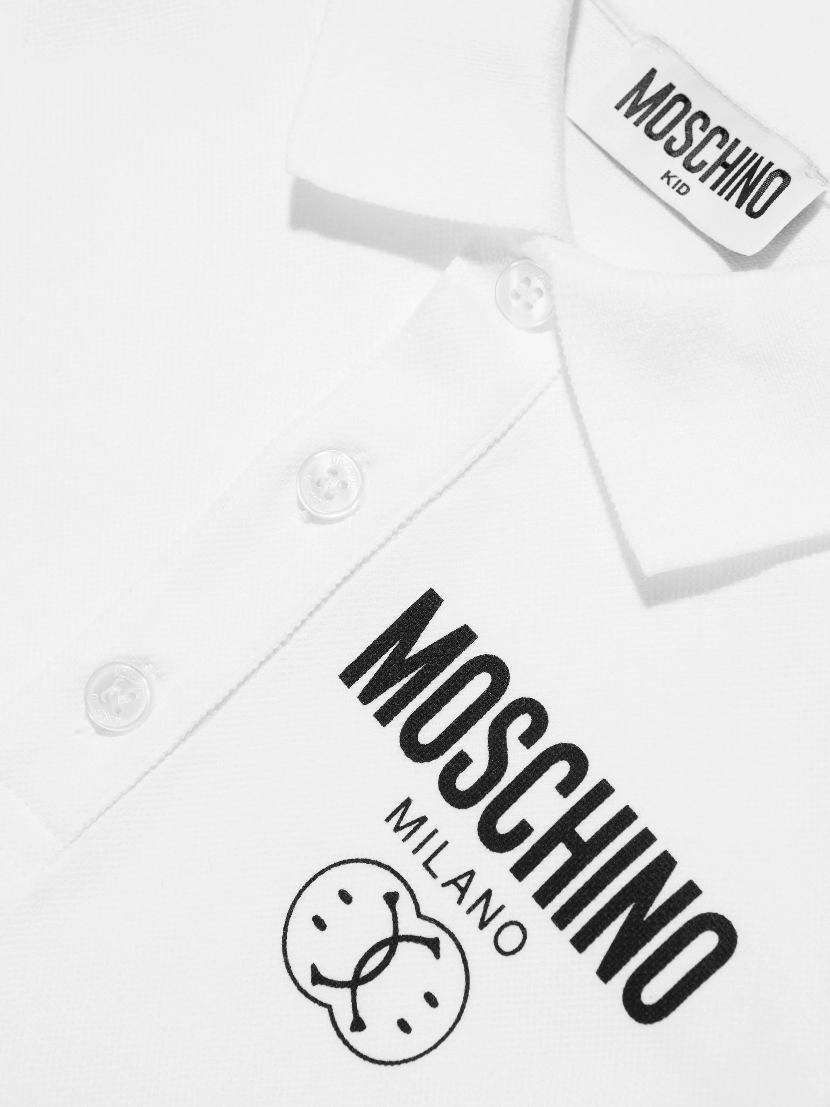 Moschino Boys Milano Logo Polo Shirt in White