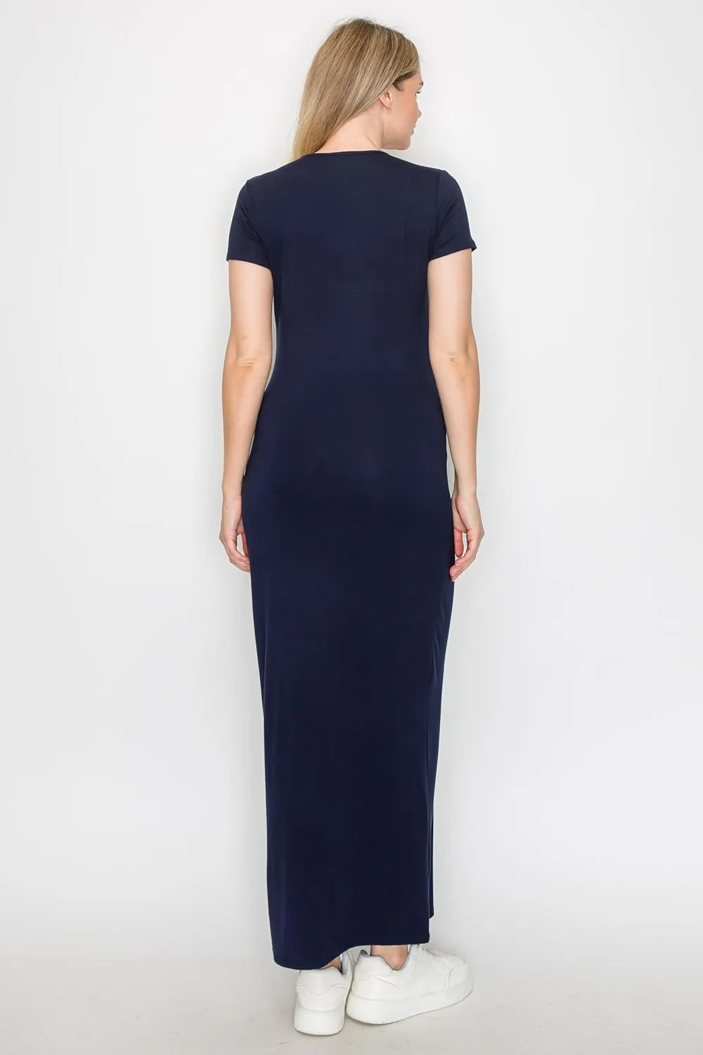 My Bump Women's Pregnancy Cap Sleeve Casual Comfortable Long Maternity Dress