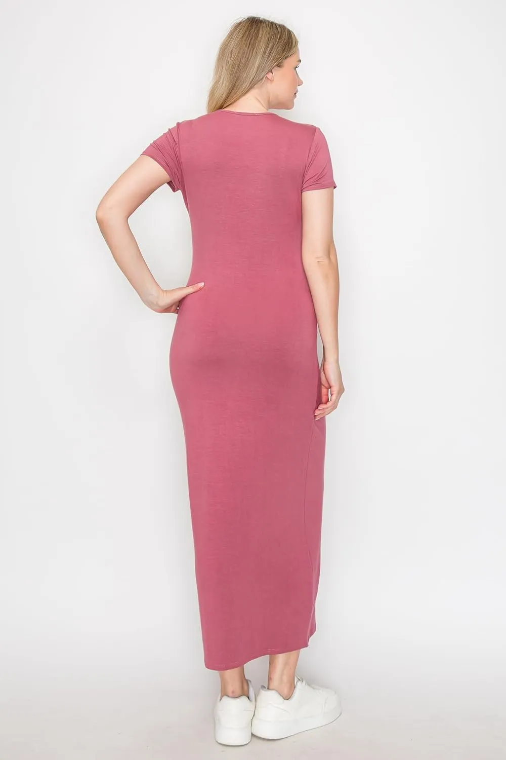 My Bump Women's Pregnancy Cap Sleeve Casual Comfortable Long Maternity Dress