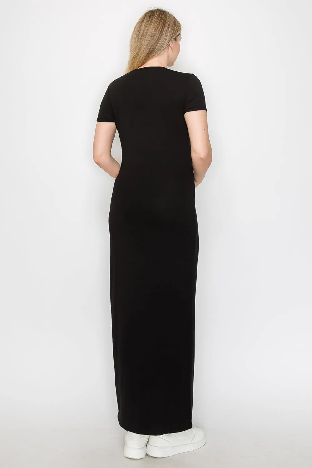 My Bump Women's Pregnancy Cap Sleeve Casual Comfortable Long Maternity Dress