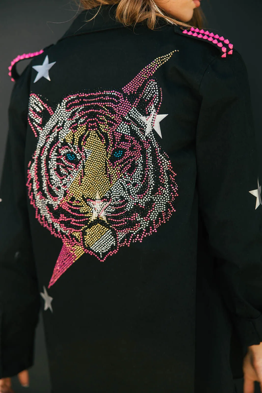 NEW!! Embellished Tiger Shacket & Studs in Black (S-XXLarge)