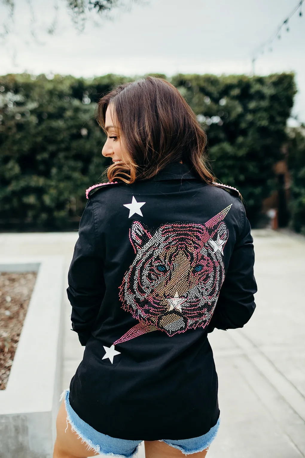 NEW!! Embellished Tiger Shacket & Studs in Black (S-XXLarge)