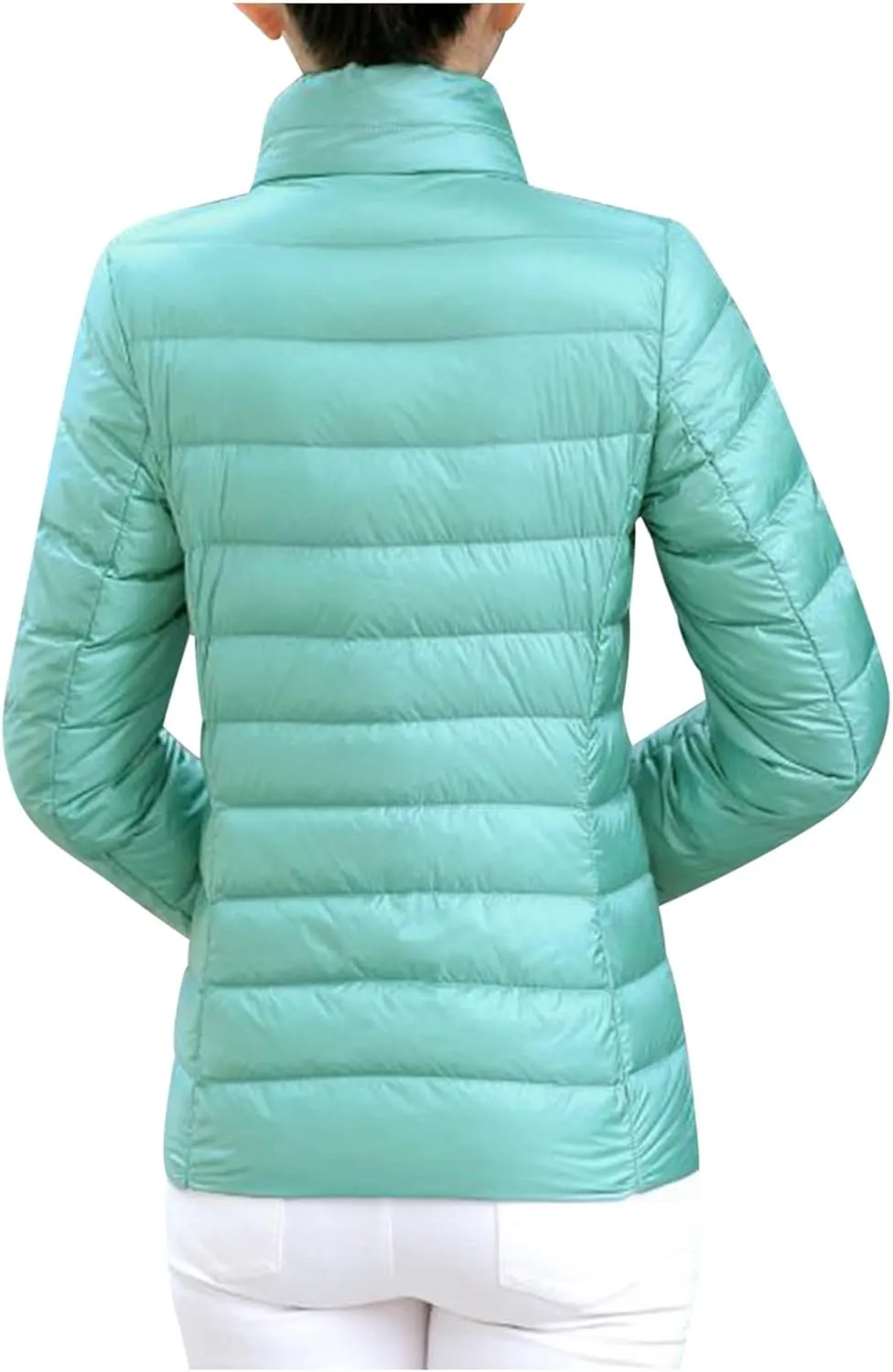 Puffer Jacket For Women Warm 2025 Full-Zip Long Sleeve Stand Collar Down Coat Ultra Light Weight Quilted Jacket Short