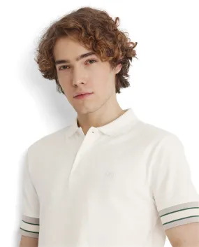 Rare Rabbit Men Tao Off White Short Sleeve Collared Neck Plain Polo