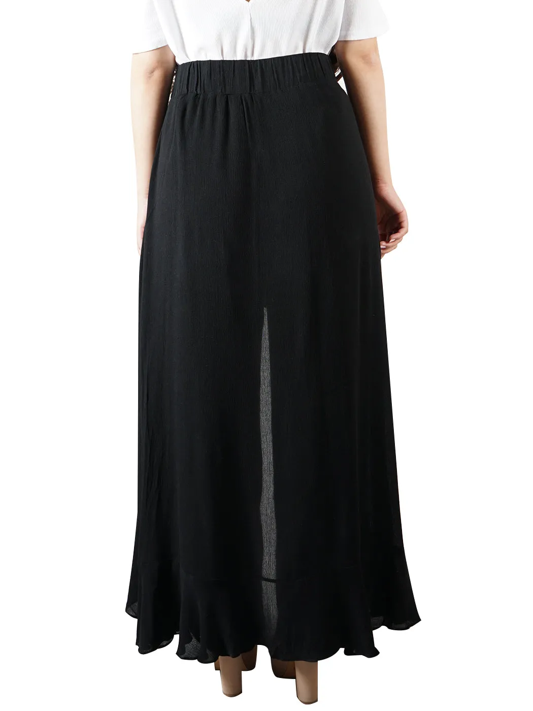 Ruffle Ribbon-Tie Palazzo Dressy Pants