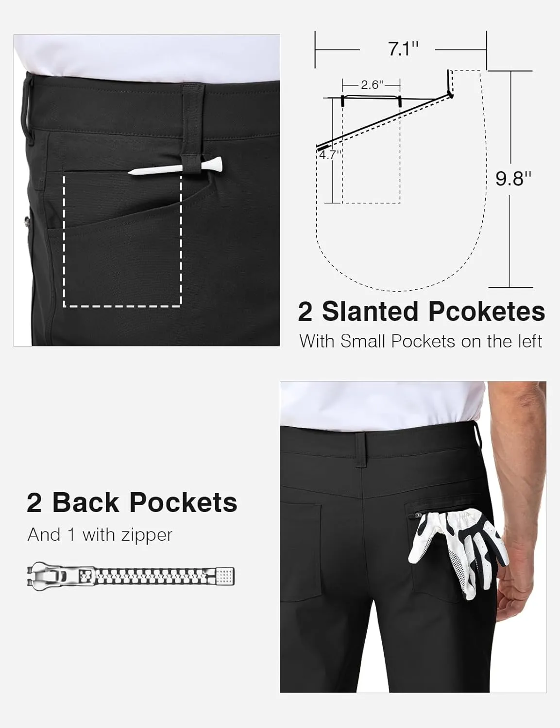 TBMPOY Men's Golf Pants Stretch Relaxed Fit with 5 Pockets Comfortable Lightweight Work Dress Pants Summer Casual Slacks