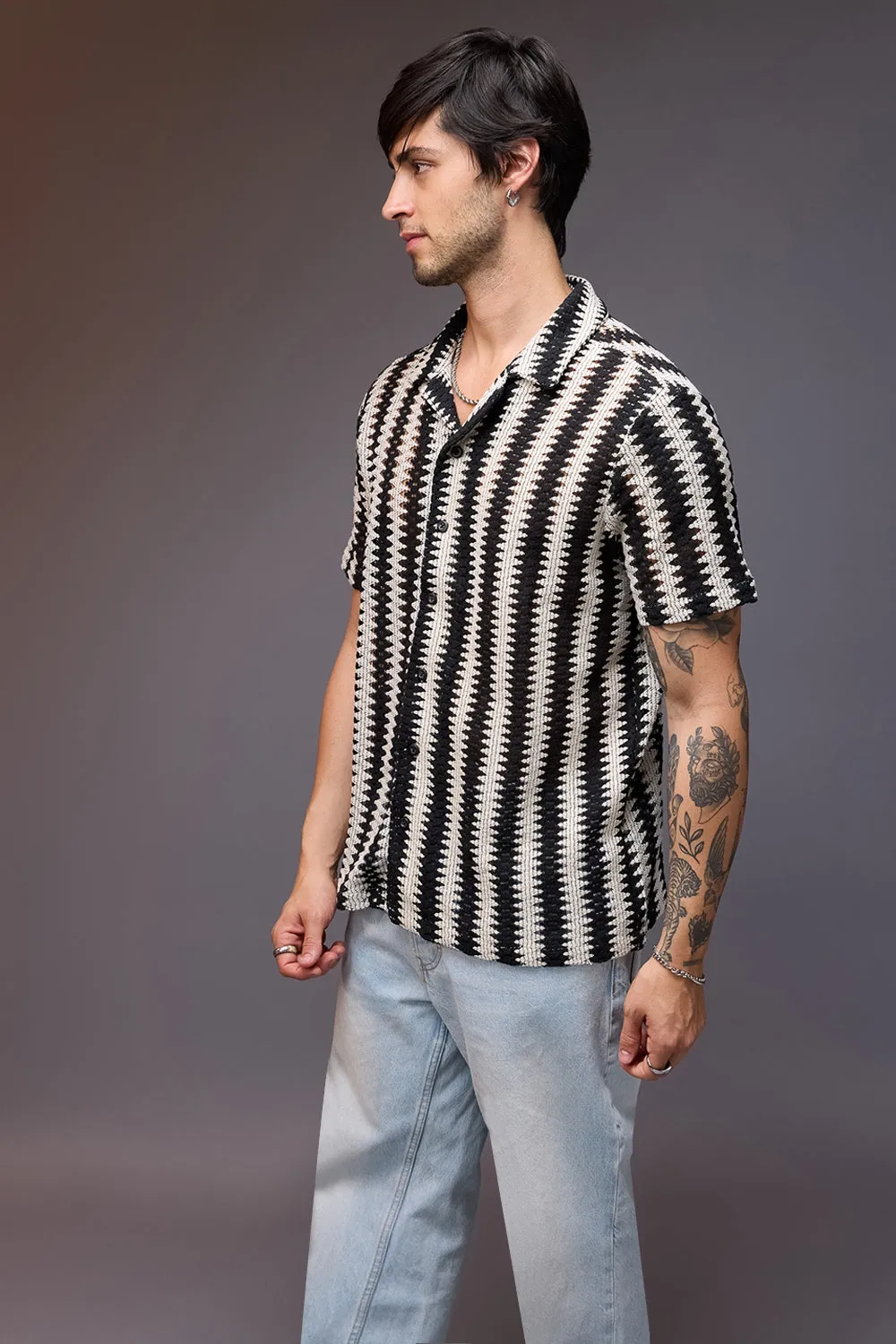 Textured Crochet Breezy Men's Shirt
