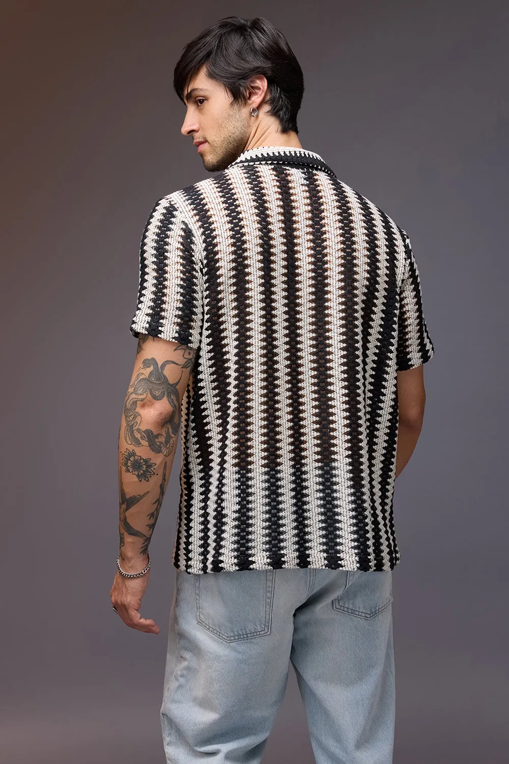 Textured Crochet Breezy Men's Shirt