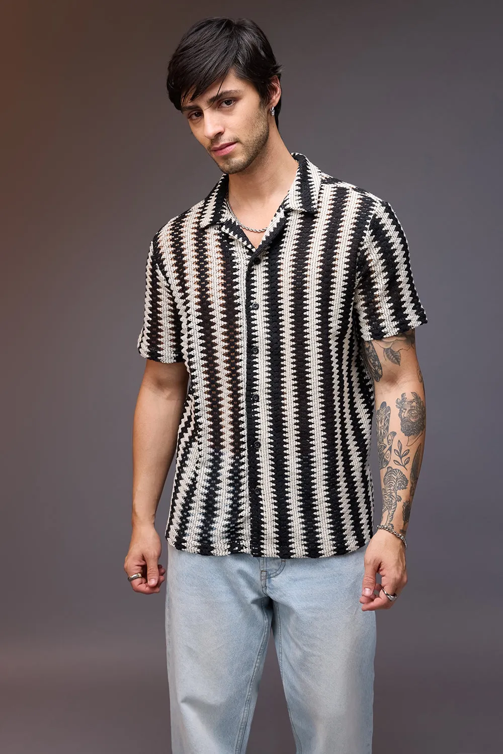 Textured Crochet Breezy Men's Shirt
