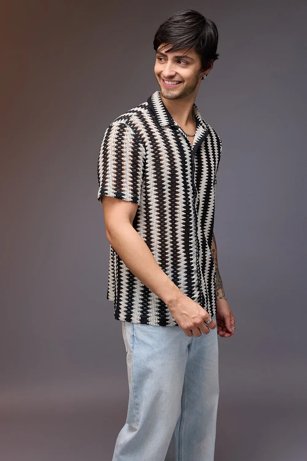 Textured Crochet Breezy Men's Shirt