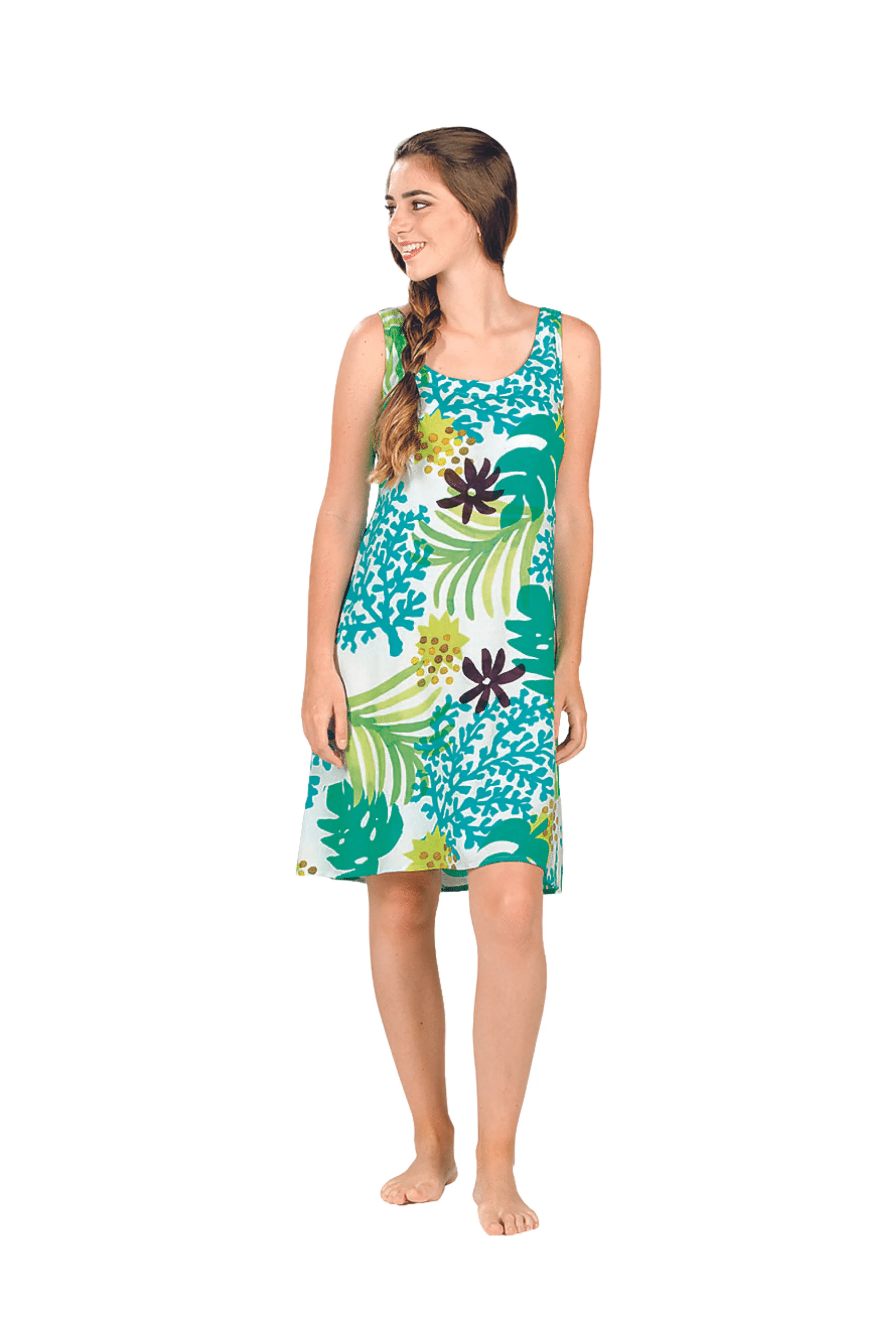 Tropical Reef Scoop Neck Short Dress