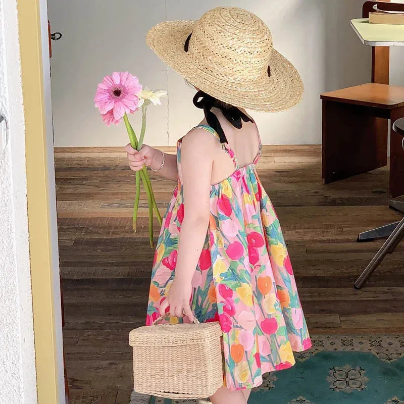 Tulip Field Spaghetti Strap Dress for Toddler & Little Girls