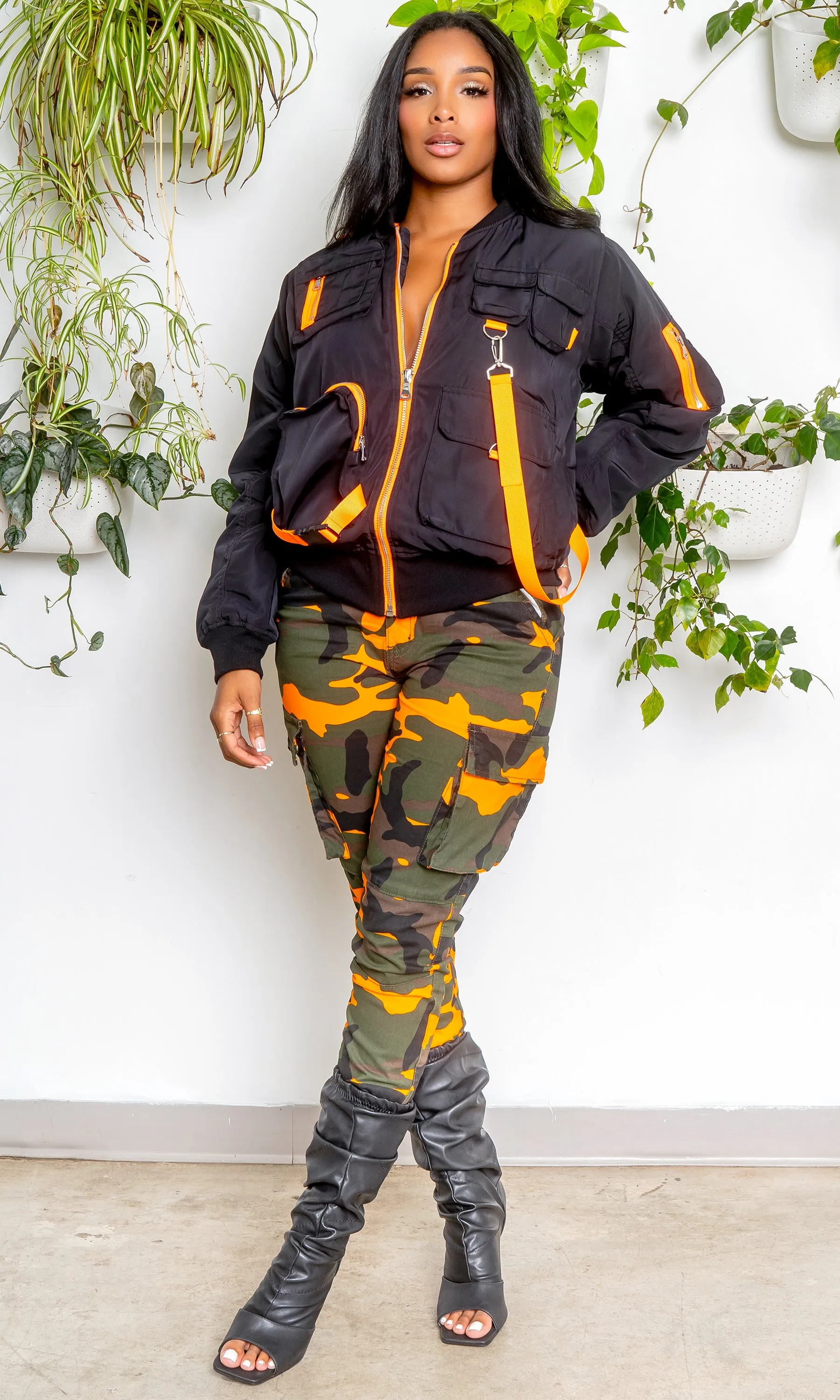 Utility Jacket - Black/ Orange FINAL SALE