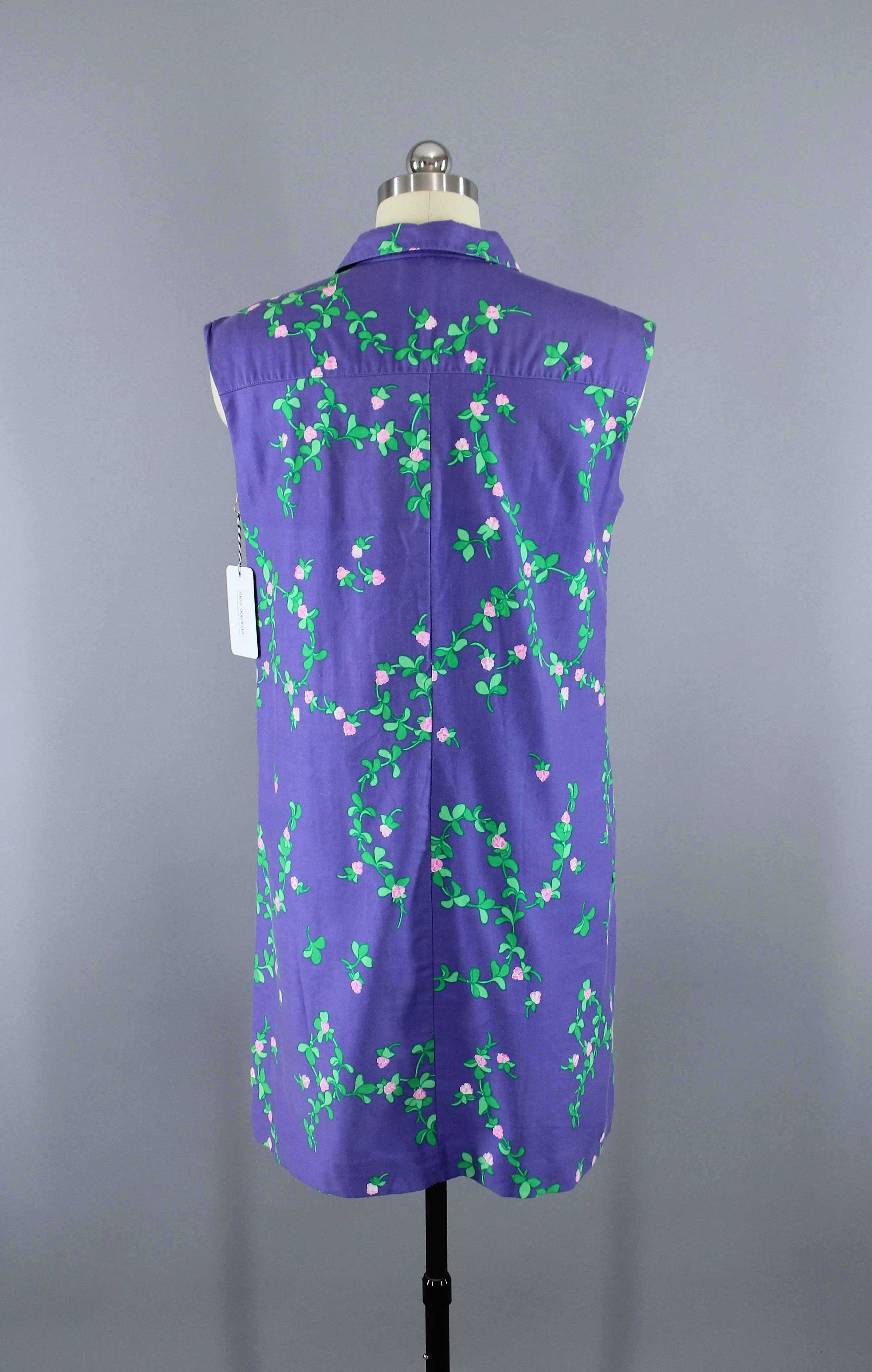 Vintage 1980s Malia Purple Floral Print Shift Dress