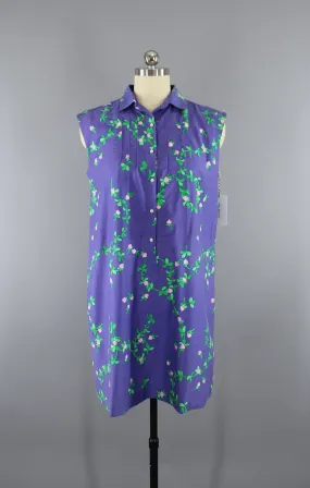 Vintage 1980s Malia Purple Floral Print Shift Dress
