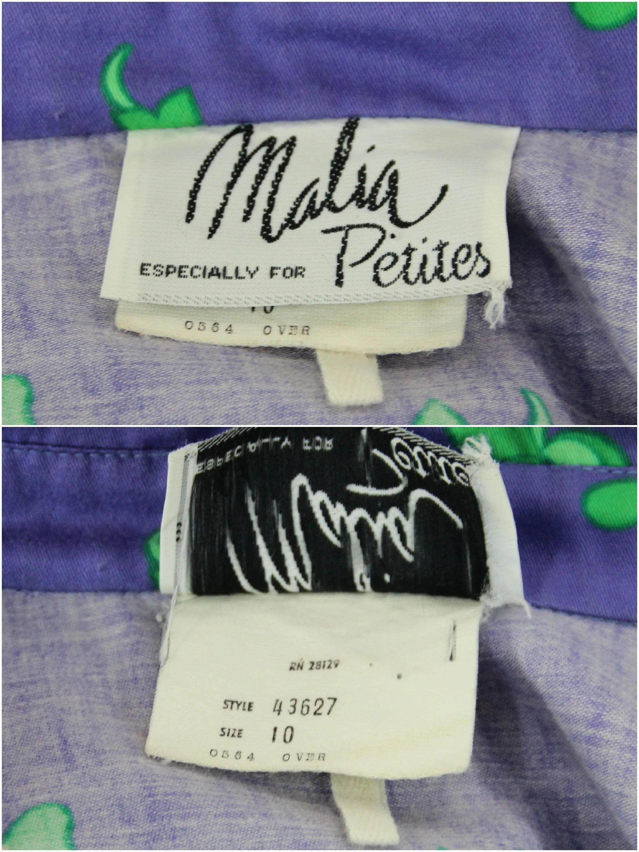 Vintage 1980s Malia Purple Floral Print Shift Dress