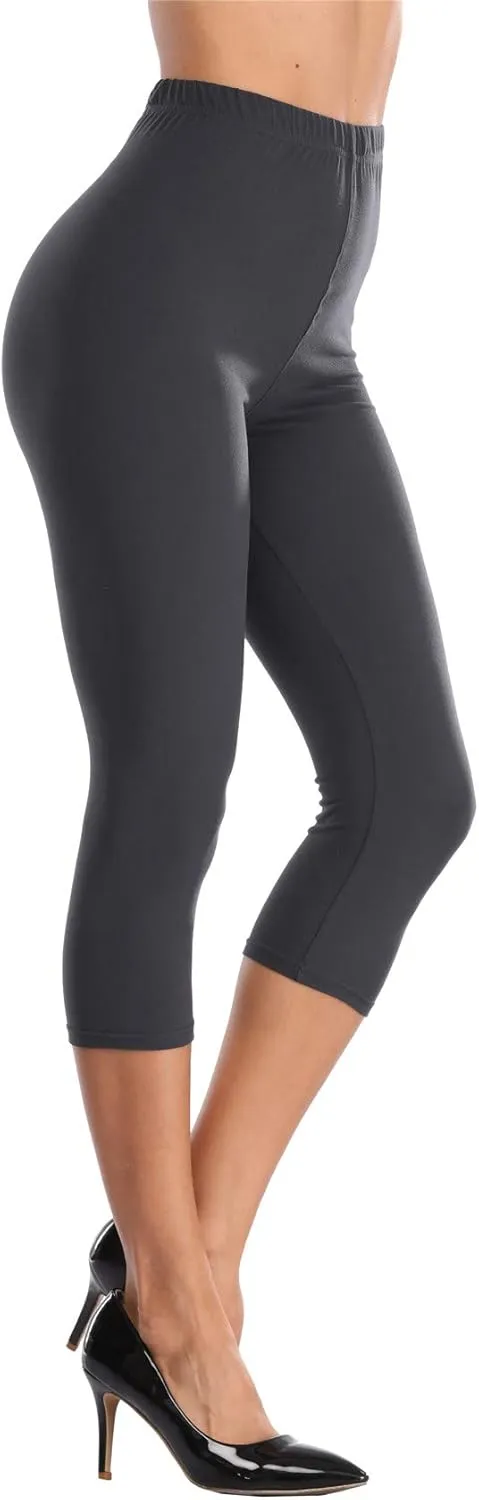 VOGUEMAX Women's Capri Leggings High Waist Soft and Comfy Cropped Leggings Tights 3/4 Length