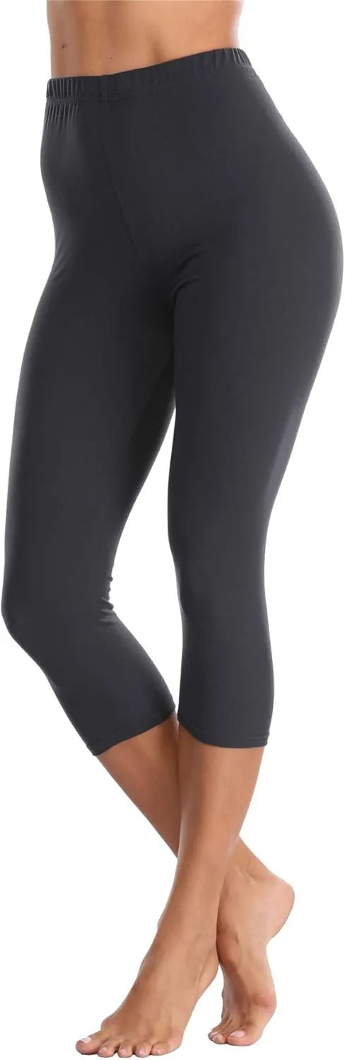 VOGUEMAX Women's Capri Leggings High Waist Soft and Comfy Cropped Leggings Tights 3/4 Length