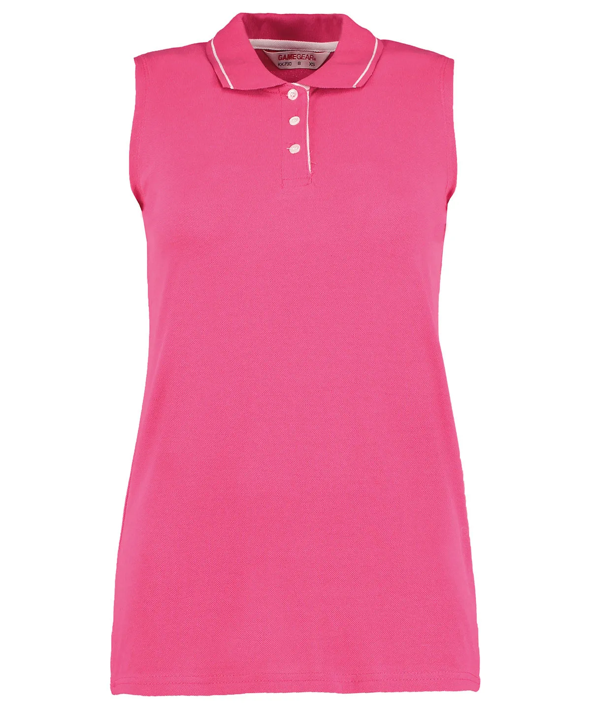 Womens Gamegear® proactive sleeveless polo (classic fit) | Raspberry/White
