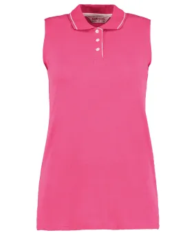 Womens Gamegear® proactive sleeveless polo (classic fit) | Raspberry/White