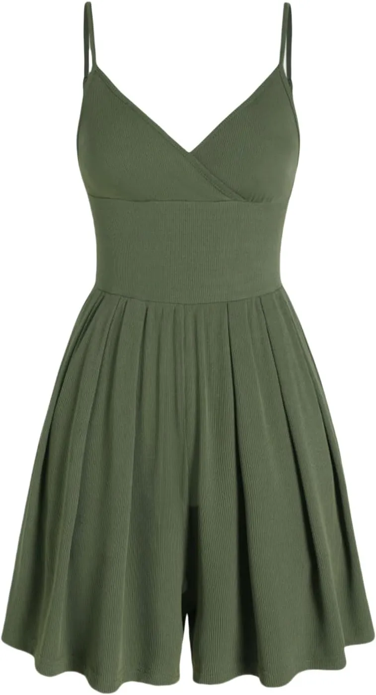 Womens Sundress 2025 Deep V Neck Spaghetti Strap Backless A-Line Dress Casual Beach Midi Dresses