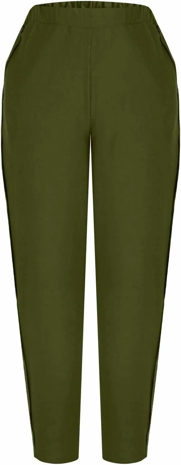 Women's Tear Away Pants High Split Snap Button Linen Pants Casual Post-Surgery Lounge Yoga Pants Summer Beach Trouser