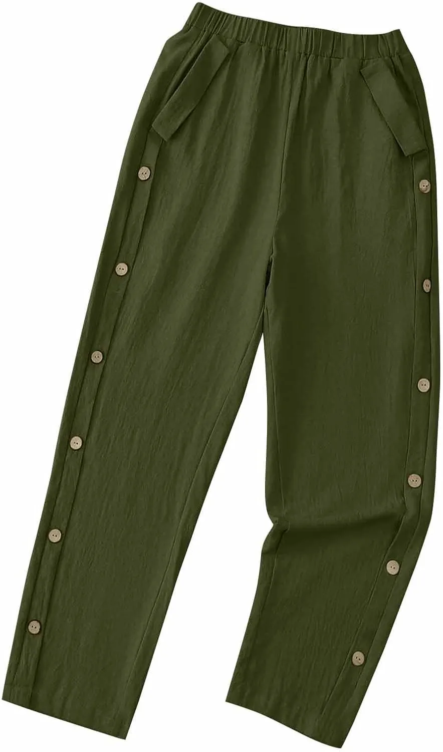 Women's Tear Away Pants High Split Snap Button Linen Pants Casual Post-Surgery Lounge Yoga Pants Summer Beach Trouser