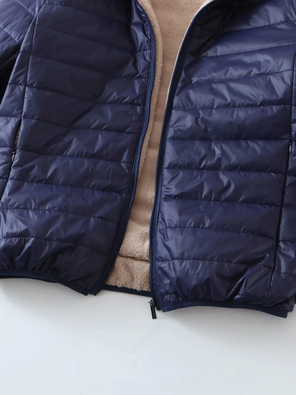 Womens Winter Puffer Jacket with Hood Fleece Lined Down Jackets Light Packable Quilted Puffer Coat
