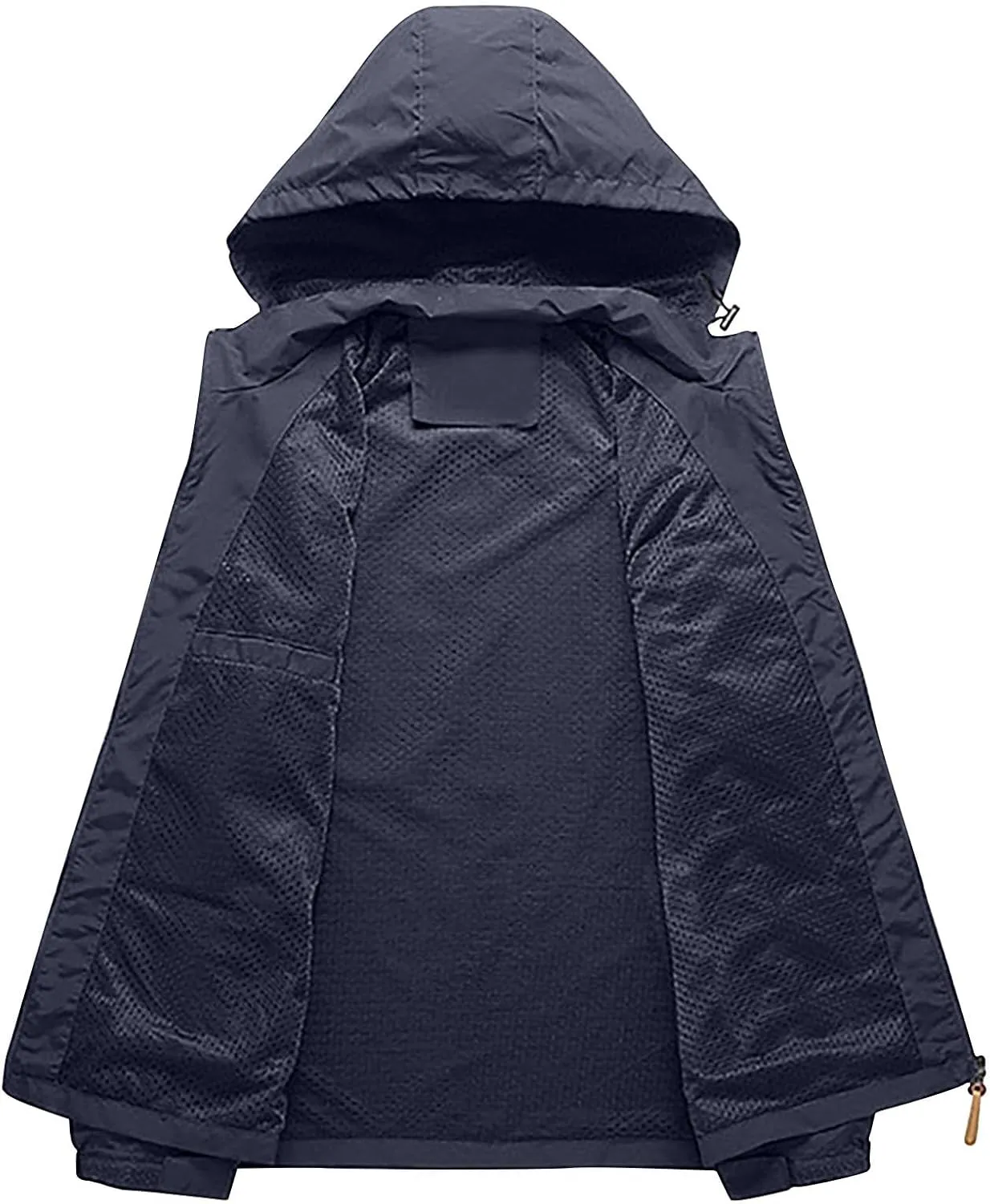 Xiaojmake Rain Coat For Men Lightweight Snow Ski Jacket Waterproof Hooded Windbreaker Full Zip Quilted Fall Light Jacket